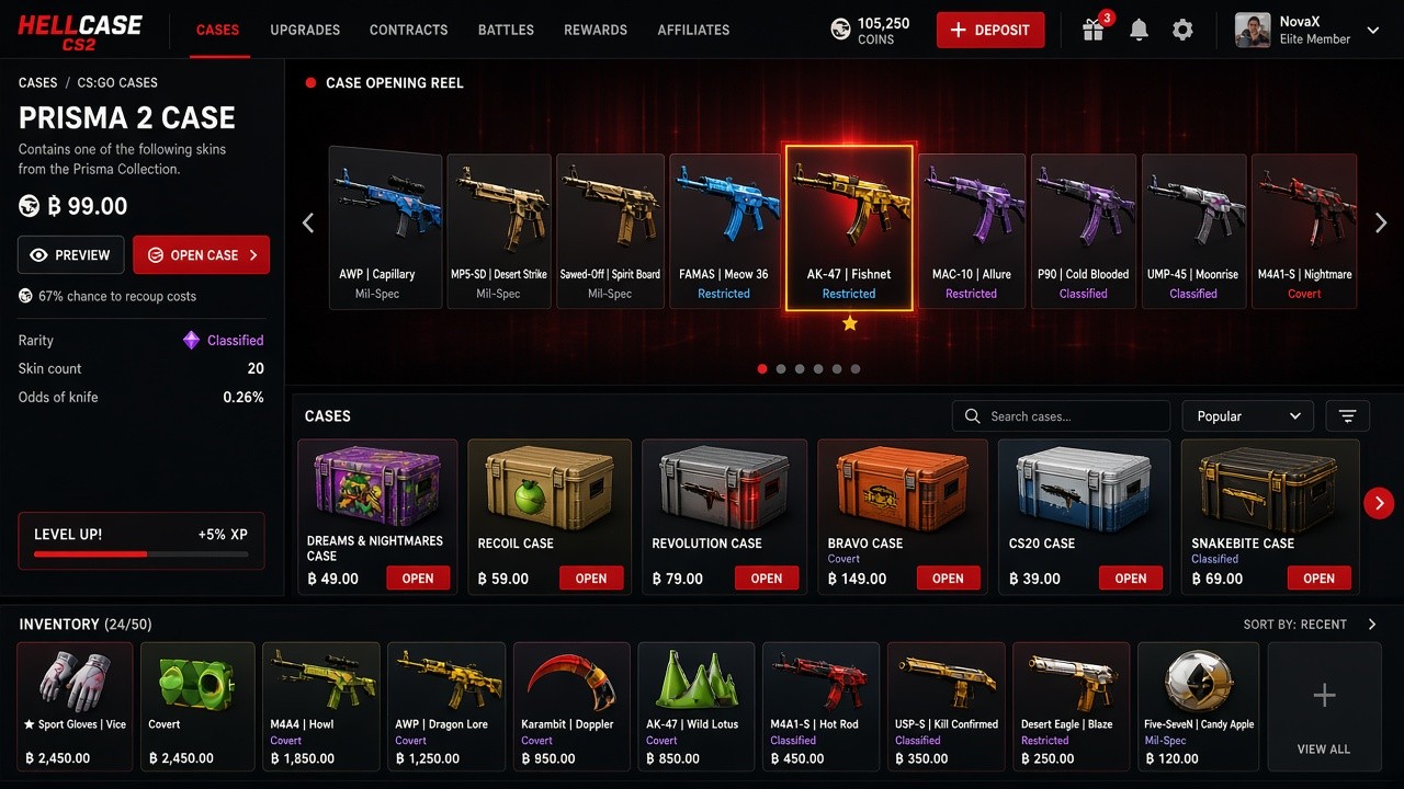 Hellcase case opening interface screenshot